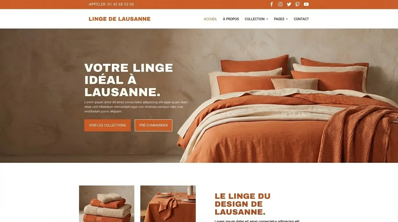 Site vitrine d'un service de blanchisserie à Lausanne.