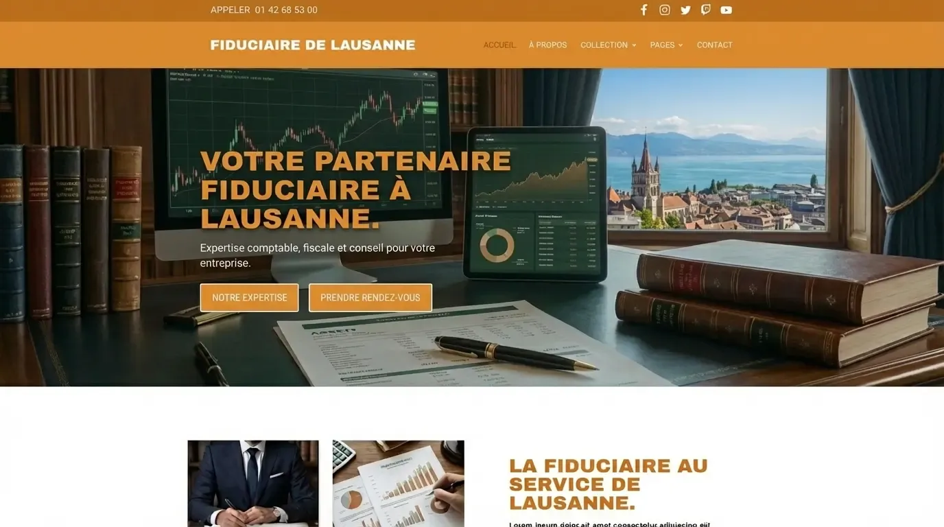 Site vitrine d'une fiduciaire à Lausanne.